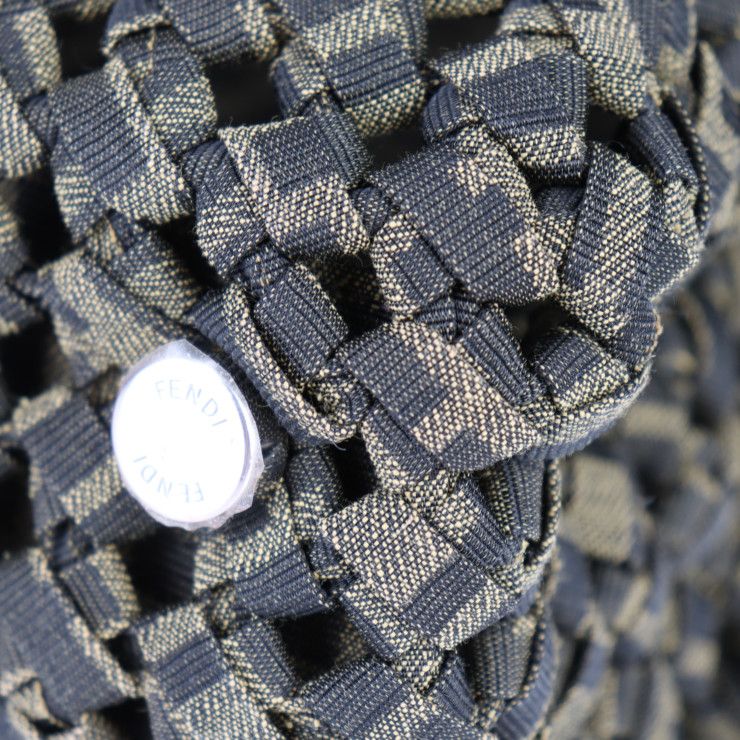 Fendi Peekaboo Icyou Medium Handbag 7va529 Canvas Tabacco Brownish Silver