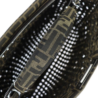 Fendi Peekaboo Icyou Medium Handbag 7va529 Canvas Tabacco Brownish Silver