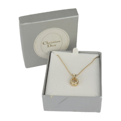 Christian DIOR Necklace - Metal Gold Rhinestone CD Logo