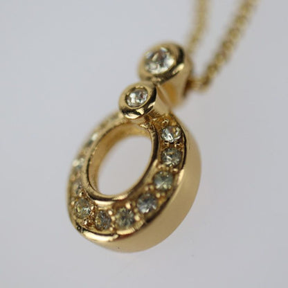 Christian DIOR Necklace - Metal Gold Rhinestone CD Logo