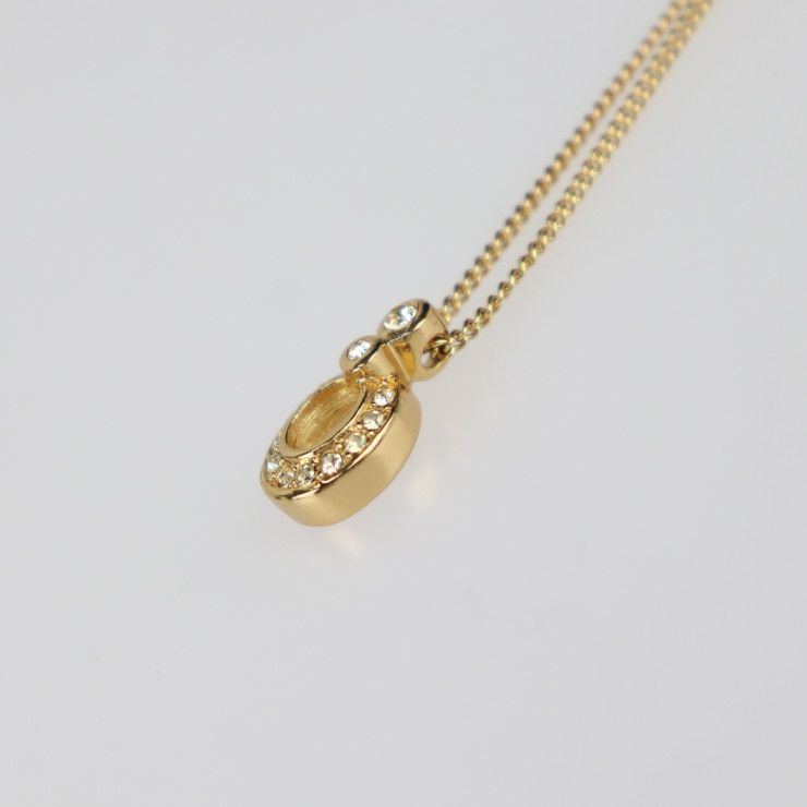Christian DIOR Necklace - Metal Gold Rhinestone CD Logo