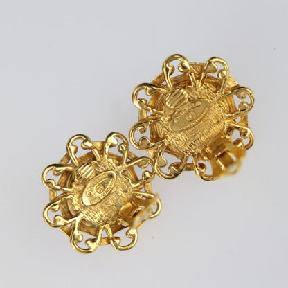 Chanel Gripoix Round Earrings - Metal Bijoux Gold Red Earrings With Clip Vintage