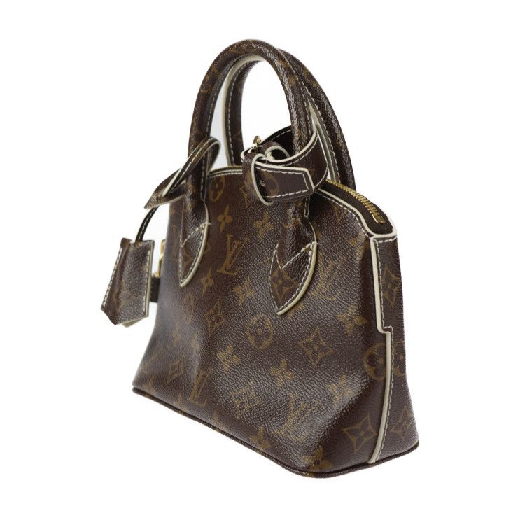Louis Vuitton Shiny Monogram Lock It BB Handbag M40599 PVC Leather Brown Ivory