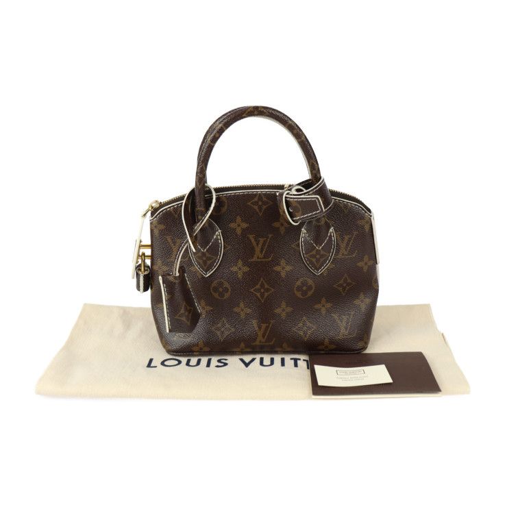 Louis Vuitton Shiny Monogram Lock It BB Handbag M40599 PVC Leather Brown Ivory