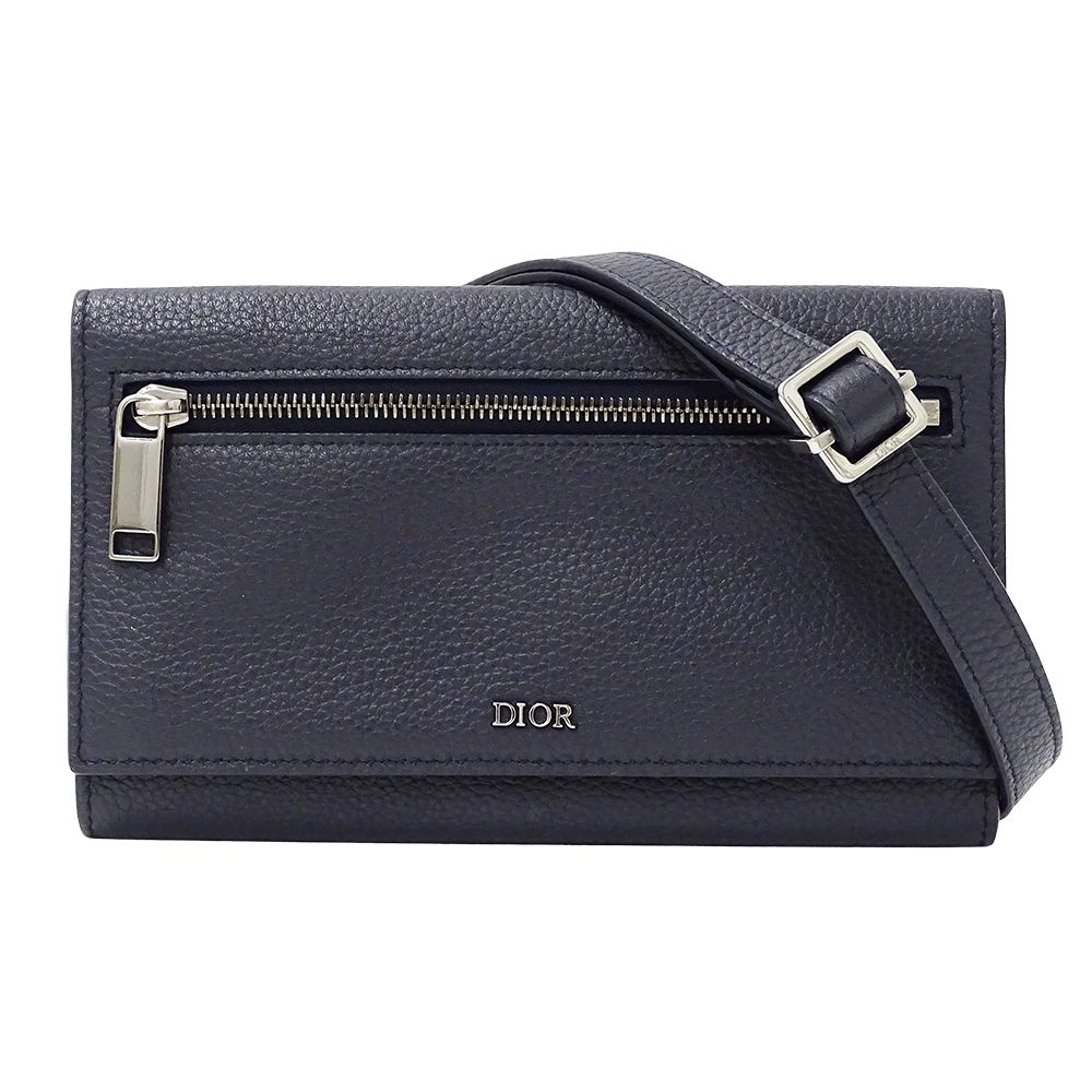 Dior Wallet Women'S Brand Shoulder Wallet Leather Navy Long Wallet Navy