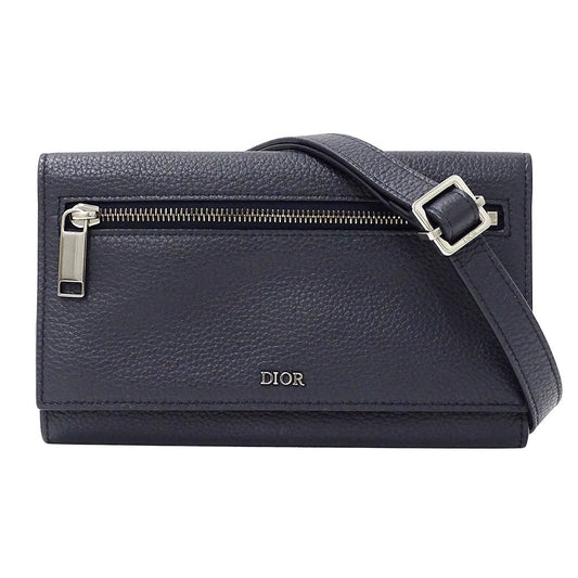 Dior Wallet Women'S Brand Shoulder Wallet Leather Navy Long Wallet Navy