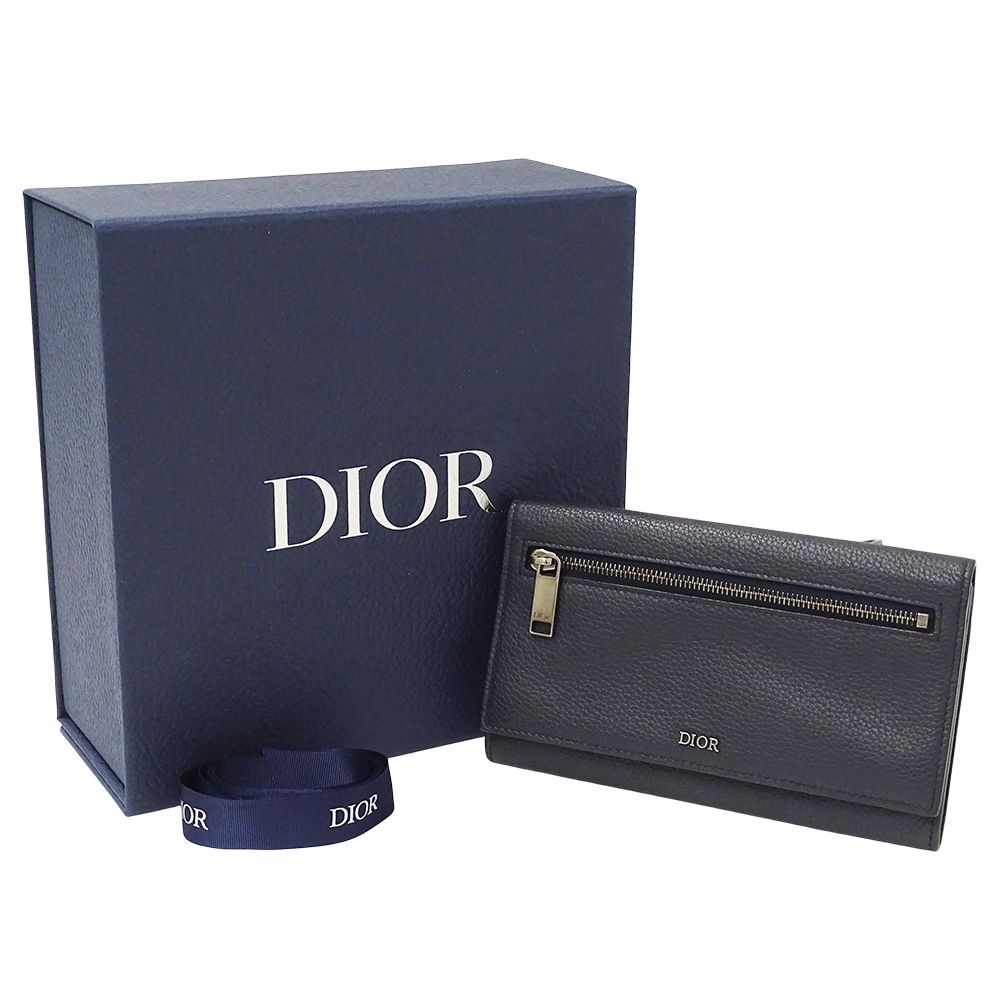 Dior Wallet Women'S Brand Shoulder Wallet Leather Navy Long Wallet Navy