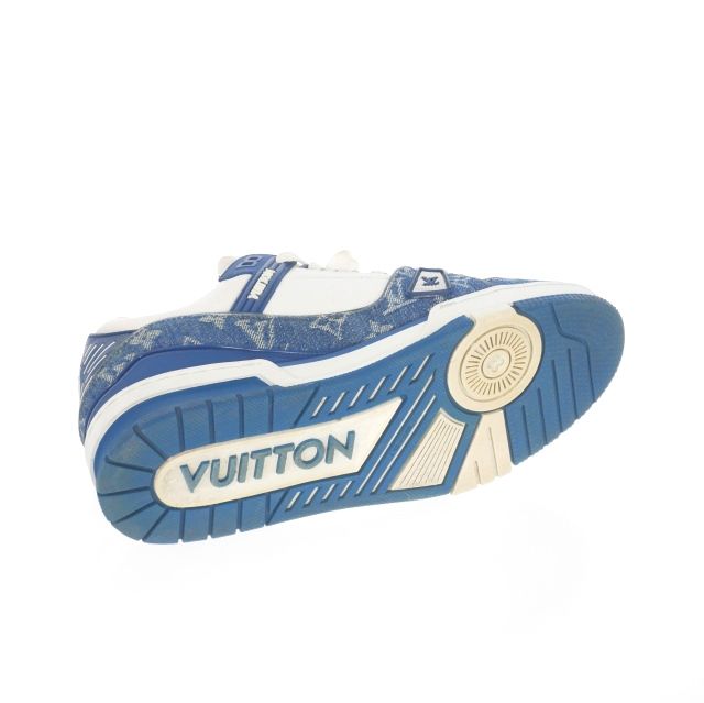 Louis Vuitton LV Trainer Line Calf Leather X Monogram Denim Sneakers Shoes 7
