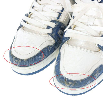 Louis Vuitton LV Trainer Line Calf Leather X Monogram Denim Sneakers Shoes 7