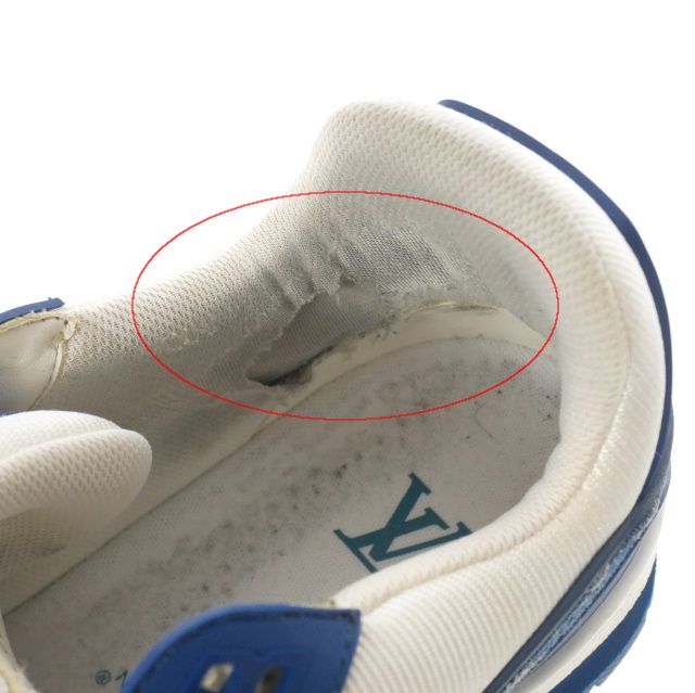 Louis Vuitton LV Trainer Line Calf Leather X Monogram Denim Sneakers Shoes 7