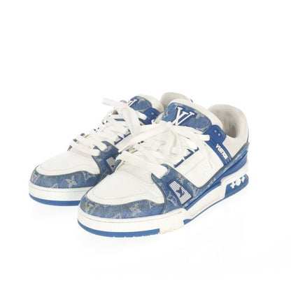 Louis Vuitton LV Trainer Line Calf Leather X Monogram Denim Sneakers Shoes 7