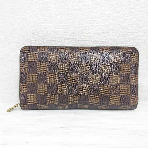 Louis Vuitton Damier Portmonnaie Zip Long Wallet N61728 Ebne Long Wallet Round