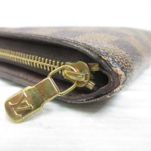 Louis Vuitton Damier Portmonnaie Zip Long Wallet N61728 Ebne Long Wallet Round