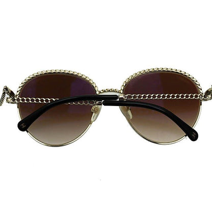 Chanel Pant Shape Coco Mark Chain Sunglasses Gold Black Preowned AA?- 251201