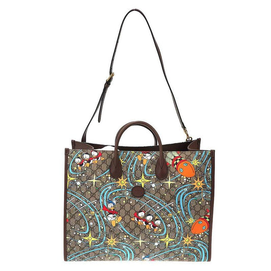 Gucci×disney GG Supreme Donald Duck 2way Shoulder Tote Bag 650037 Brown