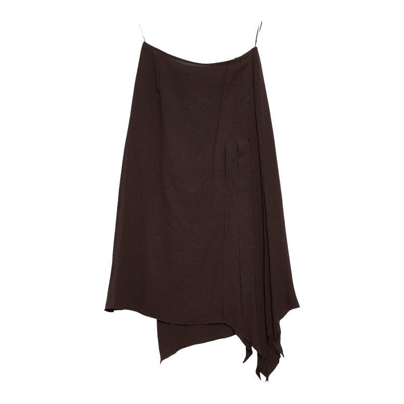 Chanel Pleated Wrap Skirt Brown Women's Chanel