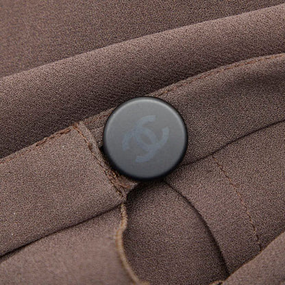 Chanel Pleated Wrap Skirt Brown Women's Chanel