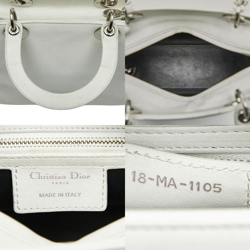 Dior Lady Dior Paradise Handbag Shoulder Bag 2WAY White Leather Women's Dior