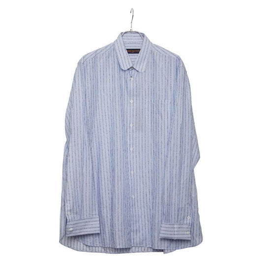 Louis Vuitton Striped Lettered Shirt Size 42 Blue White Cotton Men's Louis