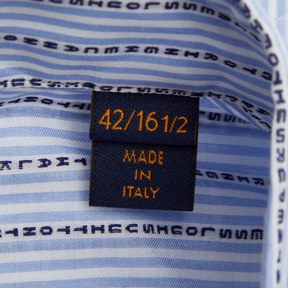 Louis Vuitton Striped Lettered Shirt Size 42 Blue White Cotton Men's Louis