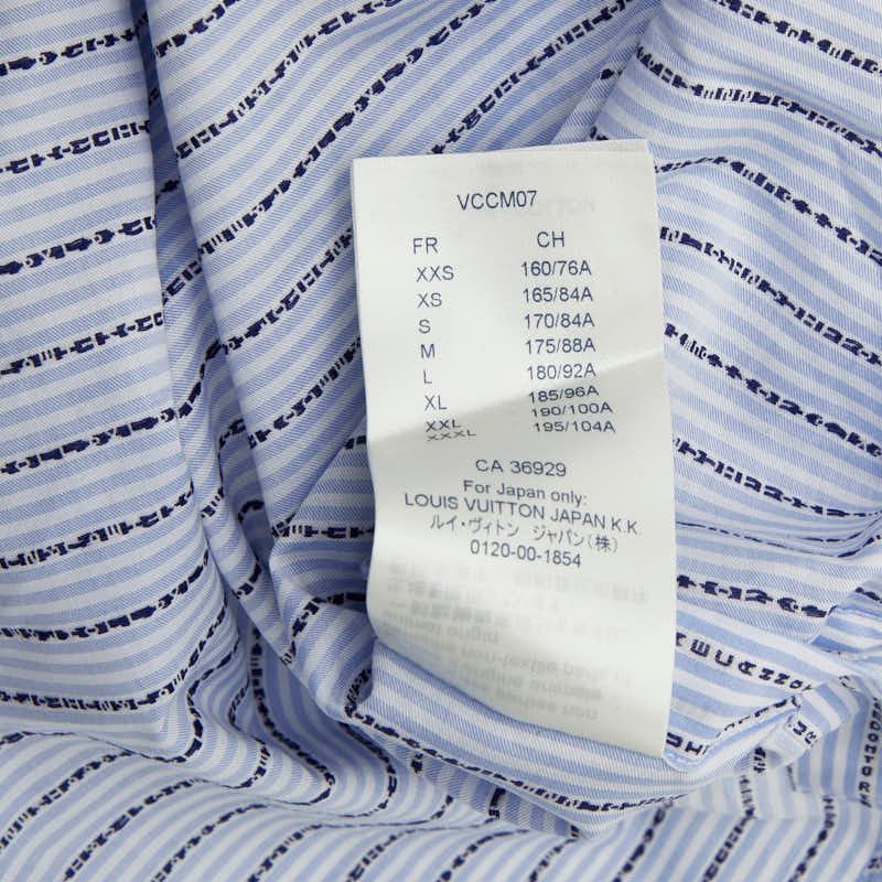 Louis Vuitton Striped Lettered Shirt Size 42 Blue White Cotton Men's Louis
