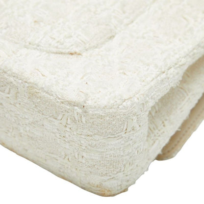 Chanel Coco Mark Matelasse Double Flap Chain Shoulder Bag White Tweed Leather