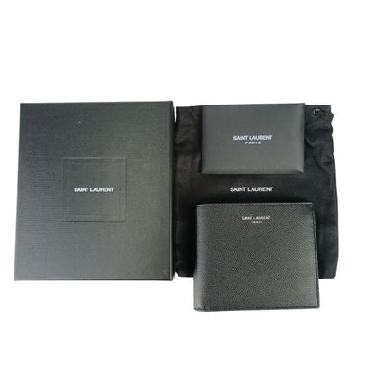 Saint Laurent Wallet Coin Case Bifold Wallet 396307 Black Leather Men's Ultra