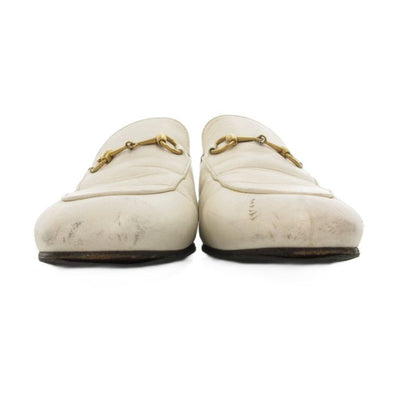 Gucci Prince Town Horsebit Mules Sandals Shoes Real Leather 38 White 123513 NU