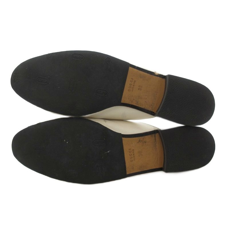 Gucci Prince Town Horsebit Mules Sandals Shoes Real Leather 38 White 123513 NU