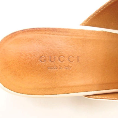Gucci Prince Town Horsebit Mules Sandals Shoes Real Leather 38 White 123513 NU