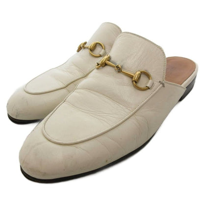 Gucci Prince Town Horsebit Mules Sandals Shoes Real Leather 38 White 123513 NU
