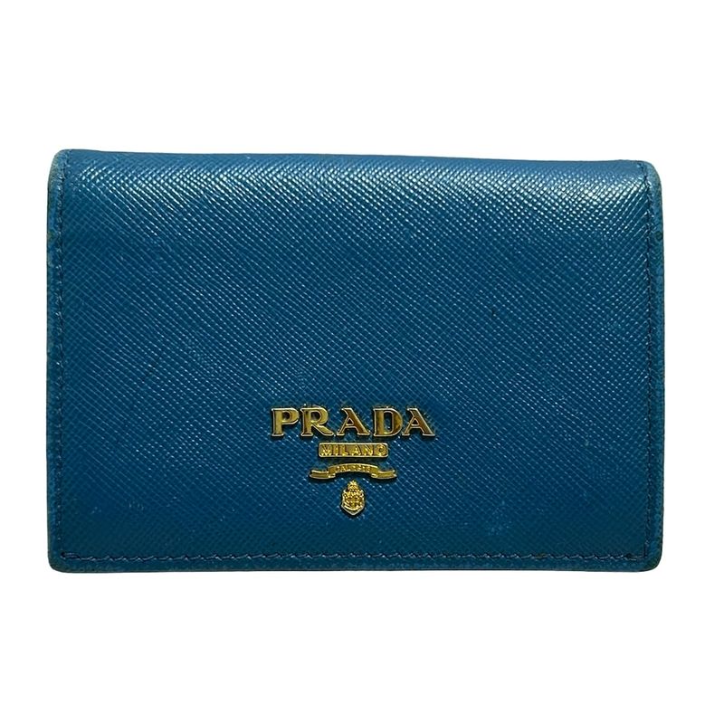 Prada Business Card Case - Blue-Grey Leather
