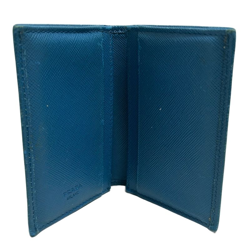 Prada Business Card Case - Blue-Grey Leather