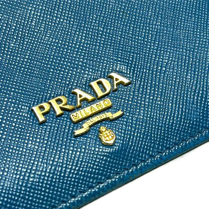 Prada Business Card Case - Blue-Grey Leather