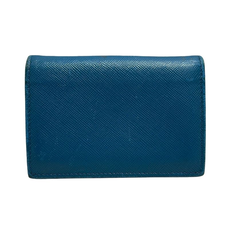 Prada Business Card Case - Blue-Grey Leather