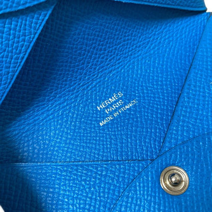 Hermes Card Case Calvi Blue Zanzibar