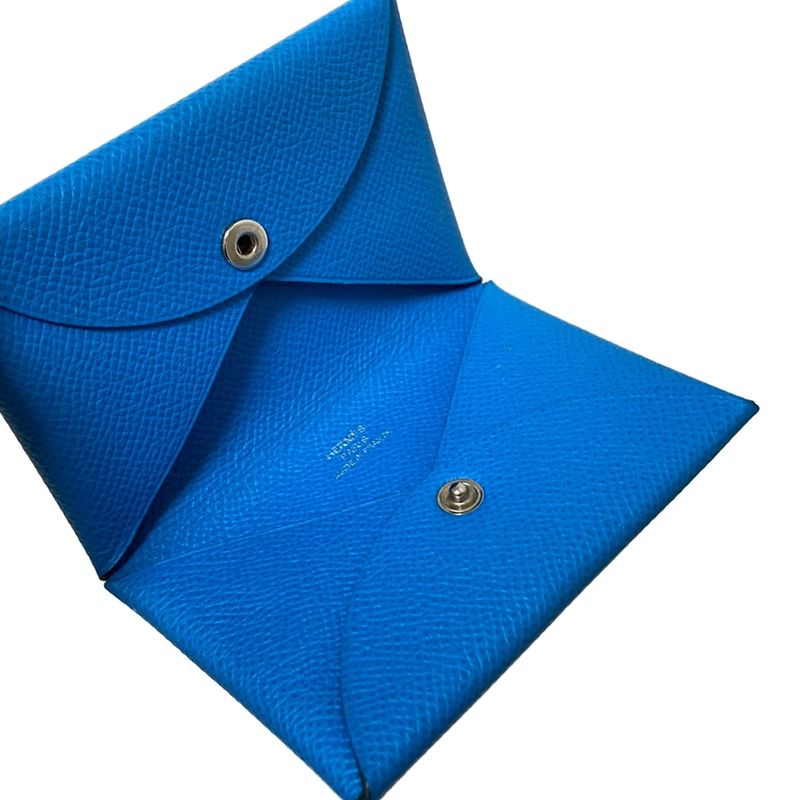 Hermes Card Case Calvi Blue Zanzibar