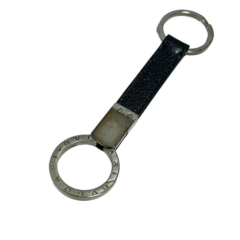 Bvlgari Key Holder (charm ) Bvlgari Black and Silver Leather