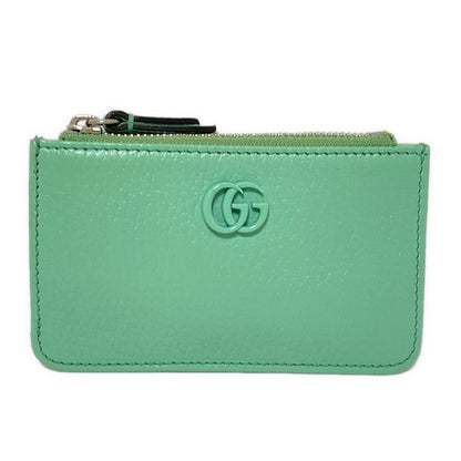 Gucci Coin Case Ggmarmont 701070 Light Green Leather with Key Ring