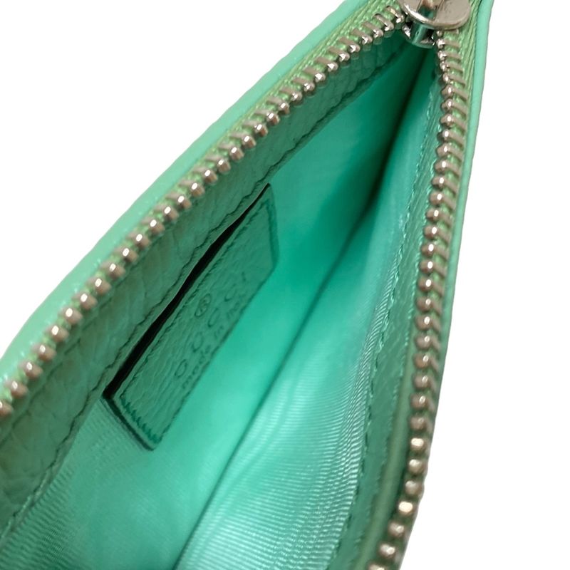 Gucci Coin Case Ggmarmont 701070 Light Green Leather with Key Ring