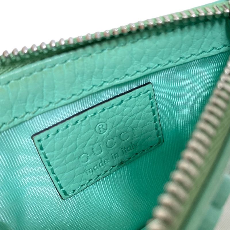 Gucci Coin Case Ggmarmont 701070 Light Green Leather with Key Ring