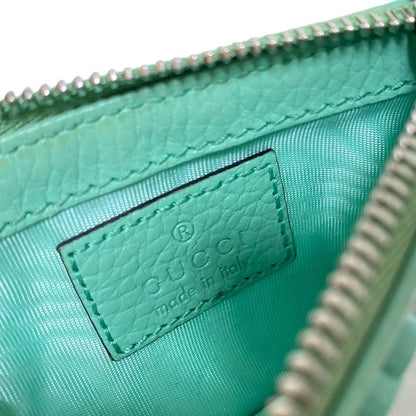 Gucci Coin Case Ggmarmont 701070 Light Green Leather with Key Ring