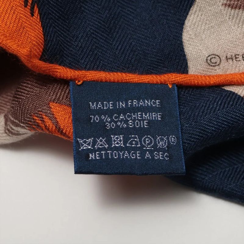 Hermes Rosange Horse Camouflage Cassisil Cashmere Silk Scarf Women's MCM Dc50-9