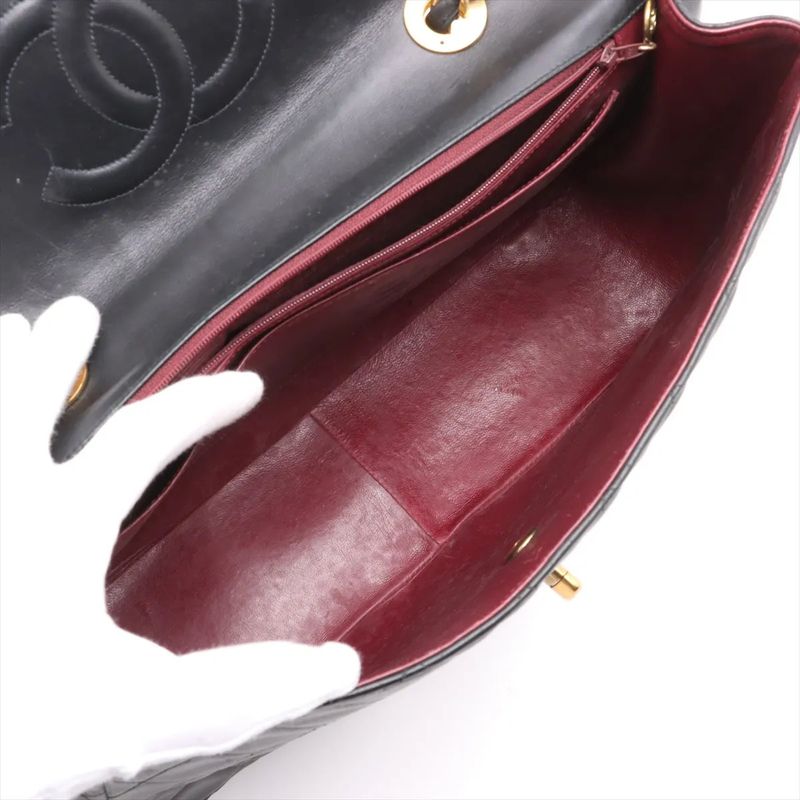 Chanel With Serial Seal Deca Matelasse 34 Maxi Lambskin Leather 2WAY Shoulder