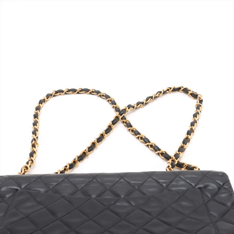 Chanel With Serial Seal Deca Matelasse 34 Maxi Lambskin Leather 2WAY Shoulder