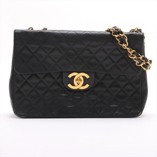 Chanel With Serial Seal Deca Matelasse 34 Maxi Lambskin Leather 2WAY Shoulder