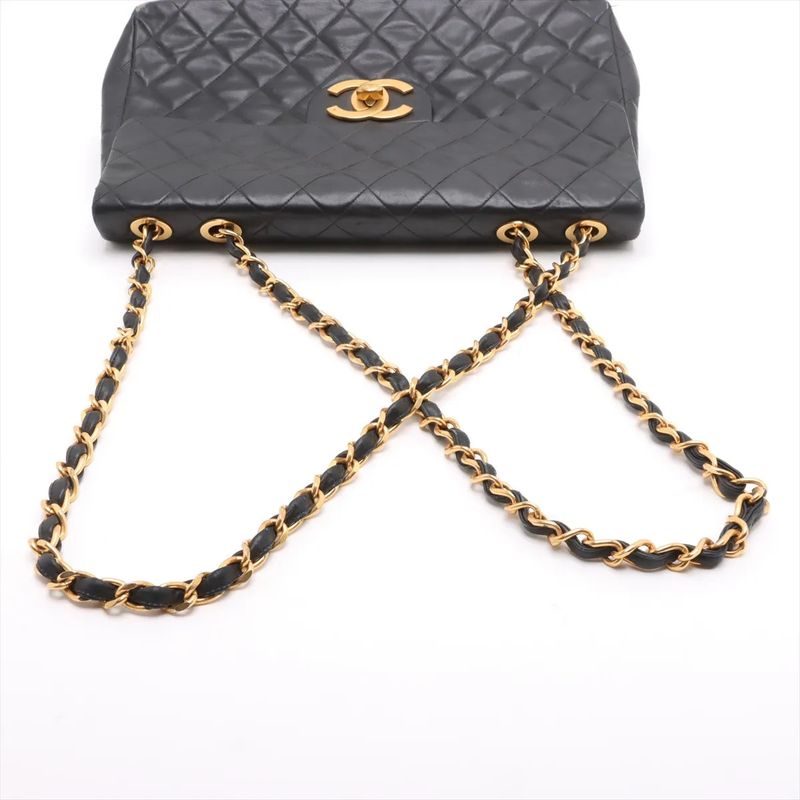 Chanel With Serial Seal Deca Matelasse 34 Maxi Lambskin Leather 2WAY Shoulder