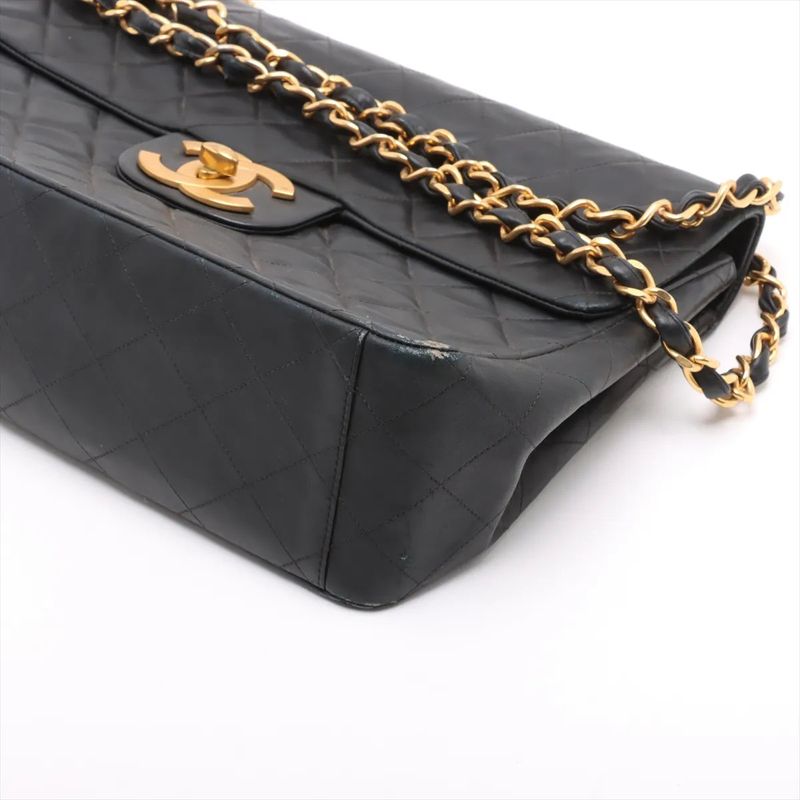 Chanel With Serial Seal Deca Matelasse 34 Maxi Lambskin Leather 2WAY Shoulder