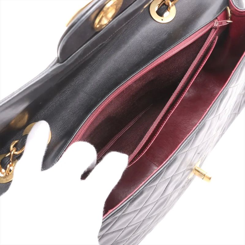 Chanel With Serial Seal Deca Matelasse 34 Maxi Lambskin Leather 2WAY Shoulder