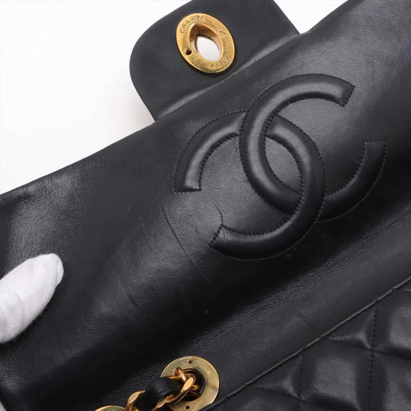 Chanel With Serial Seal Deca Matelasse 34 Maxi Lambskin Leather 2WAY Shoulder